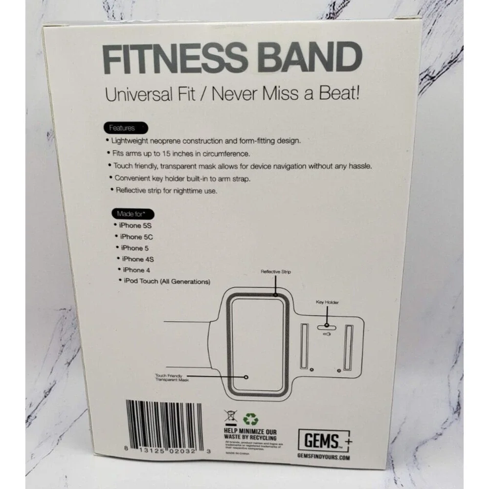 Fitness Band Universal Fit Made For 5S 5C 5 4S 4 iPod Touch Silver